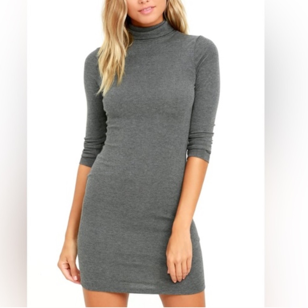 NWT Lulus Phenomenal Feeling Grey Long Sleeve Bodycon Dress